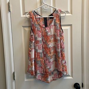 W5- sleeveless blouse- flowy-orange/pink/navy- Large
